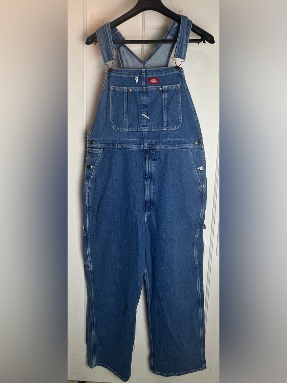 Dickies Mens Denim Bib Overalls 38x30 Blue Indigo New Carpenter Pockets NWOT